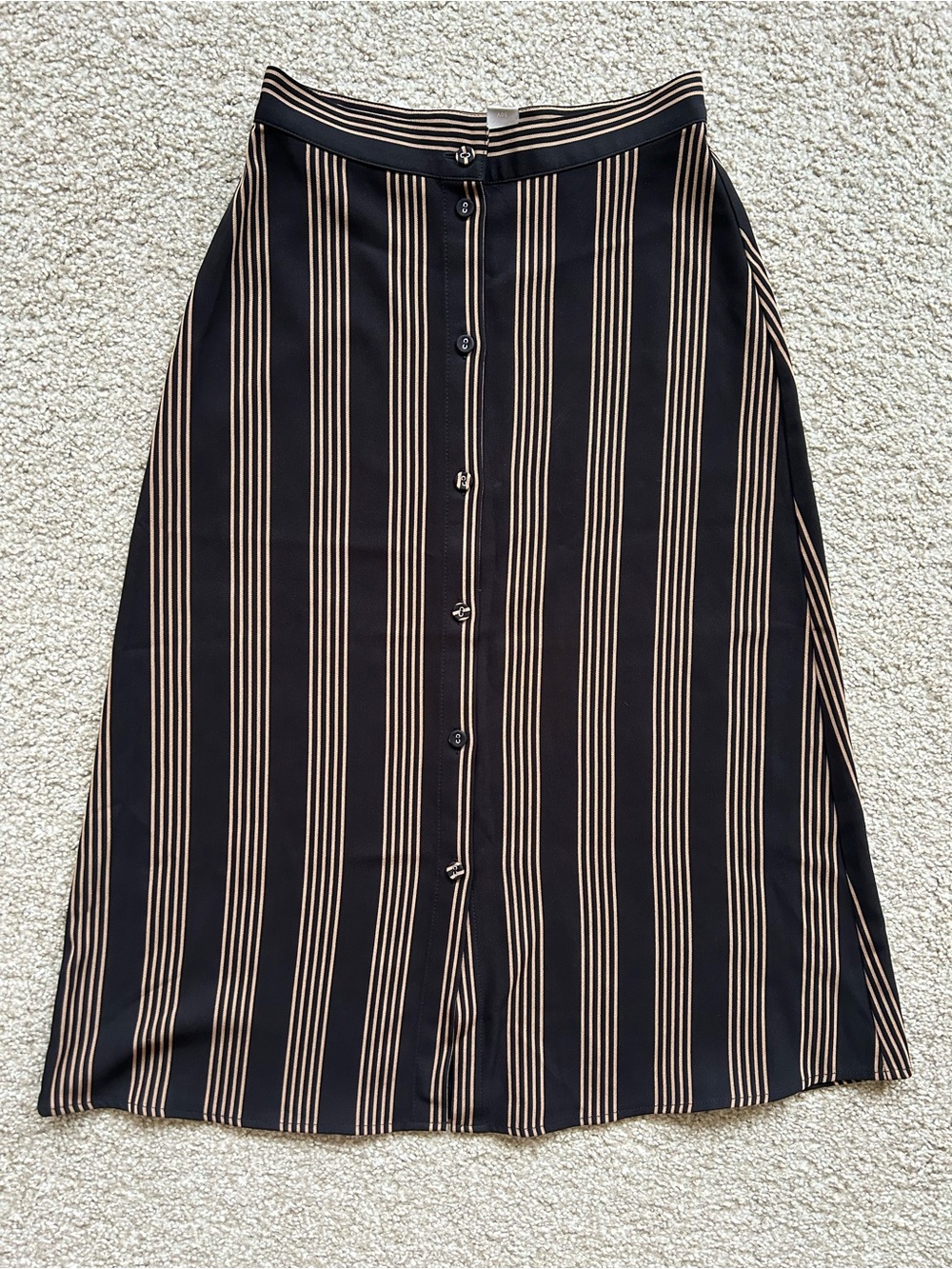 H&M | Stripe Buttoned Midi Skirt